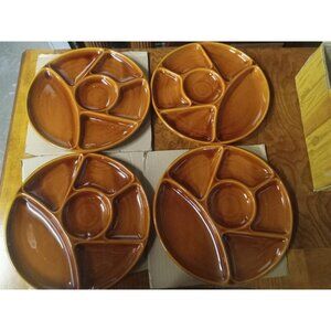 Vintage Alpina 1970’s Fondue Plates Set of 4 – Tan Color, Original Box Included